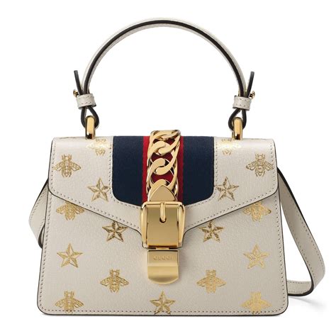 gucci sylvie bee star mini leather bag|Sylvie Bee Star small shoulder bag .